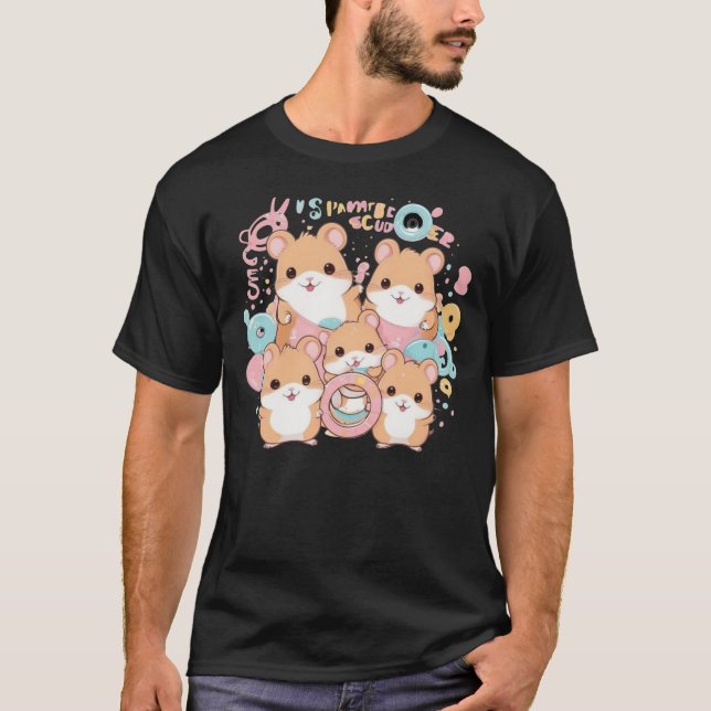 Camiseta Kawaii Hamster Rings Squad Art (Anverso)