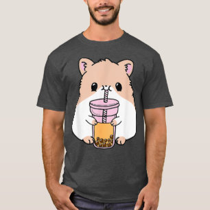 Camiseta Kawaii Hamster Té de burbujas Leche café té japoné