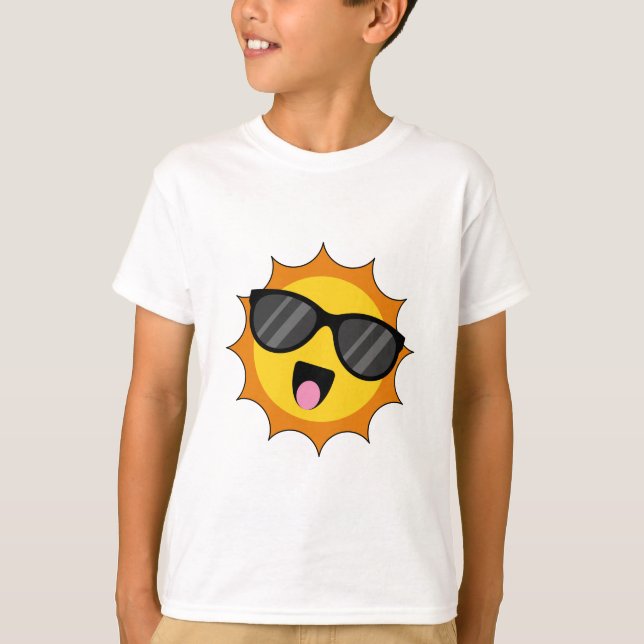 Camiseta Kawaii Happy Sun con gafas de sol (Anverso)