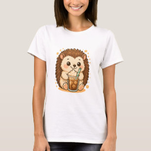 Camiseta Kawaii Hedgehog con café helado - Café dulce