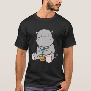 Camiseta Kawaii Hippopótamo Burbuja Té Leche dulce japonés