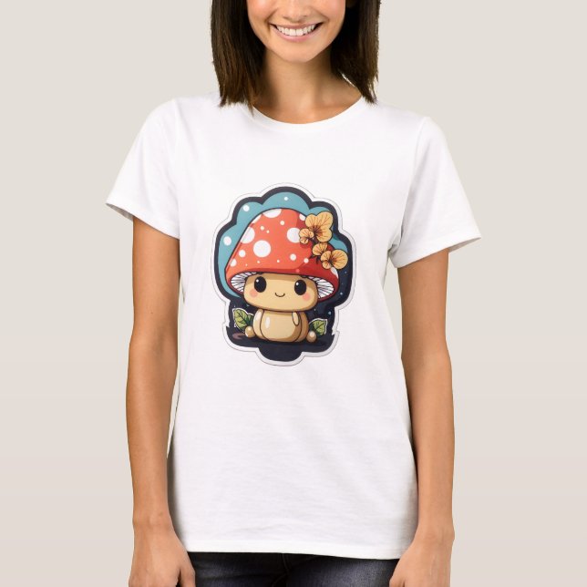 Camiseta Kawaii hongo gráfico lindo (Anverso)