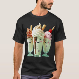 Camiseta Kawaii Ice Cream Trio Cute Dessert Characters