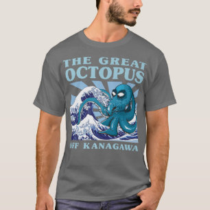 Camiseta Kawaii Japanese Great Wave Great Octopus Cute Japa