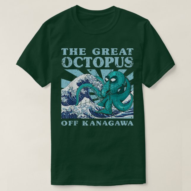 Camiseta Kawaii Japón Gran Ola de Ola Grande Octopus Cute J (Diseño del anverso)