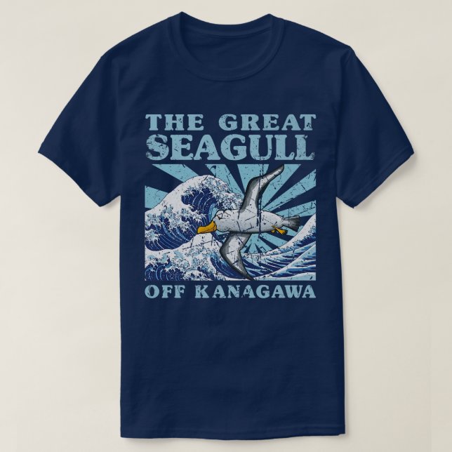 Camiseta Kawaii Japón Gran Ola Grande Gaviota Cute Japón (Diseño del anverso)