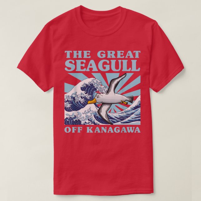 Camiseta Kawaii Japón Gran Ola Grande Gaviota Cute Japón (Diseño del anverso)