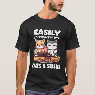 Camiseta Kawaii Japón Neko Sushi Bowl Katzen Ra Otaku