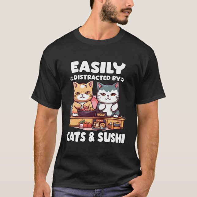 Camiseta Kawaii Japón Neko Sushi Bowl Katzen Ra Otaku (Anverso)