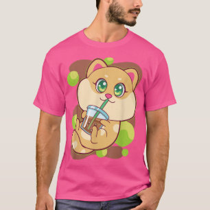 Camiseta Kawaii Japonés Anime Cat Bubble Tea Kitty Lover S