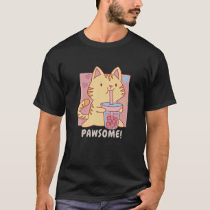 Camiseta Kawaii Japonés Anime Cat Bubble Tea Para Kitty Lov