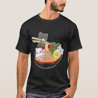 Camiseta Kawaii Japonés Anime Cat Hoodie Bowl Ramen Noodle