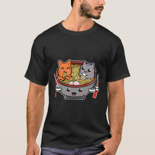 Camiseta Kawaii japonés Anime Ra Noodle Cat