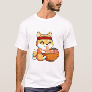 Camiseta Kawaii Japonés Anime Shiba Inu Ramen Cute Japonese
