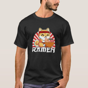 Camiseta Kawaii Japonés Anime Shiba Inu Ramen Cute Japonese