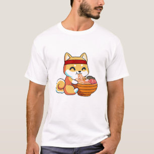 Camiseta Kawaii Japonés Anime Shiba Inu Ramen Cute Japonese