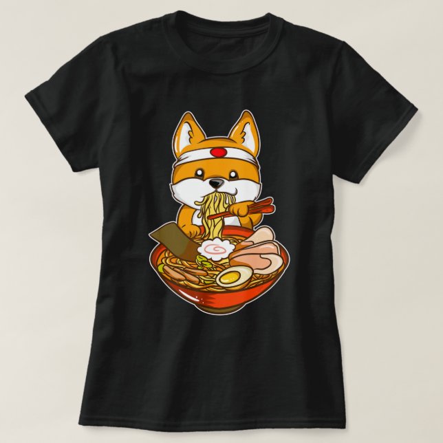 Camiseta Kawaii japonés Anime Shiba Inu Ramen.png (Diseño del anverso)