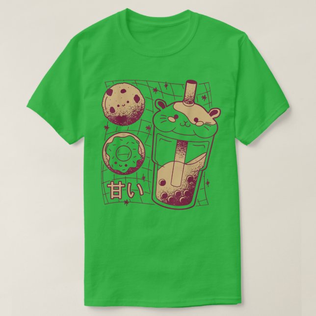 Camiseta Kawaii japonés Boba Tea Guinea Cerdo Donut Cookie  (Diseño del anverso)