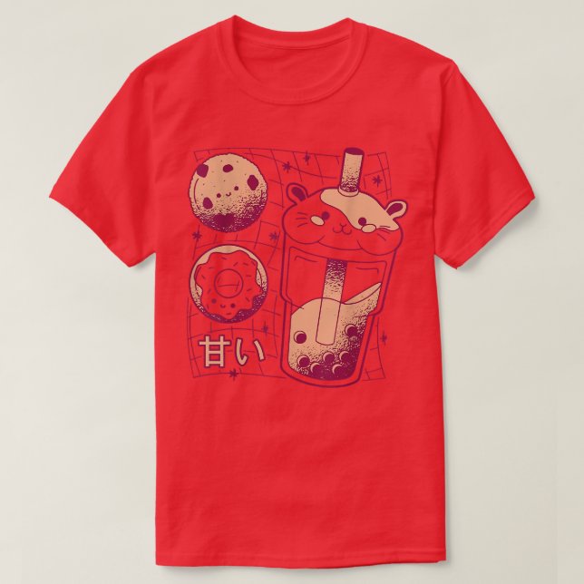 Camiseta Kawaii japonés Boba Tea Guinea Cerdo Donut Cookie  (Diseño del anverso)