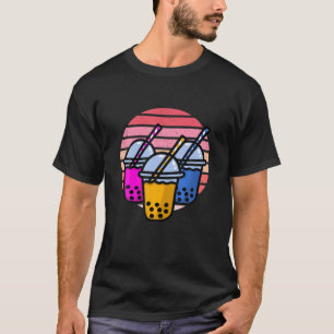 Camiseta Kawaii japonés de los años 90, bebidas de Boba, co