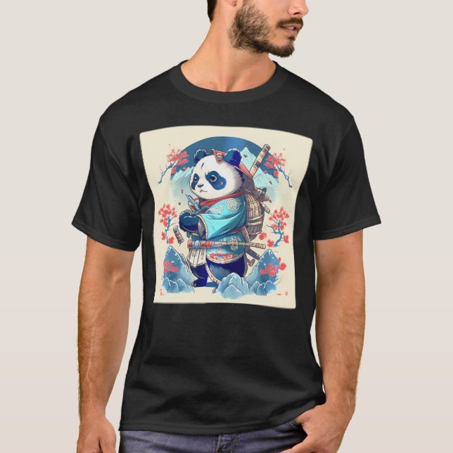 Camiseta Kawaii japonés Samurai Anime Panda (Anverso)