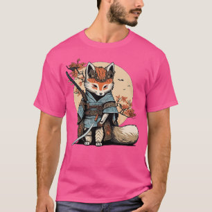 Camiseta Kawaii japonés Samurai Fox Anime