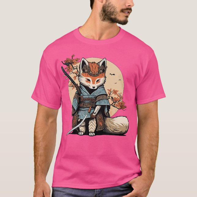 Camiseta Kawaii japonés Samurai Fox Anime (Anverso)