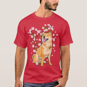 Camiseta Kawaii japonés shiba inu flor de cerezo sa