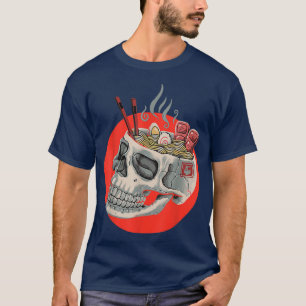 Camiseta Kawaii japonés vestido de anime esqueleto Ramen