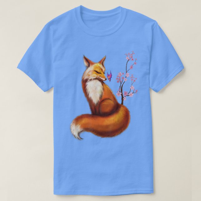 Camiseta Kawaii japonesa Fox Cherry Blossom Flower Sakura (Diseño del anverso)