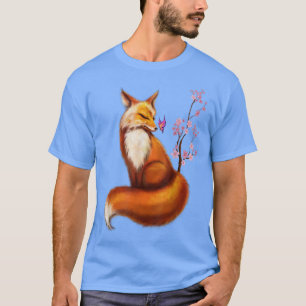 Camiseta Kawaii japonesa Fox Cherry Blossom Flower Sakura