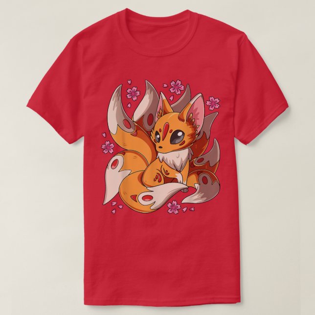 Camiseta Kawaii Kitsune De Los Nueve Japoneses Se Esclavizó (Diseño del anverso)