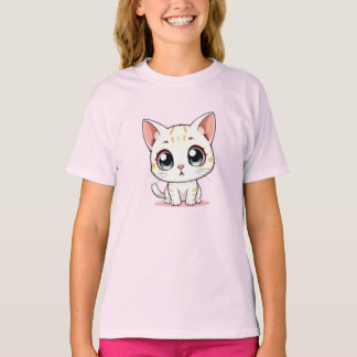 Camiseta Kawaii Kitten Blanco