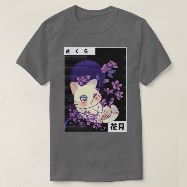 Camiseta Kawaii Kitten Cherry Flower B (Diseño del anverso)