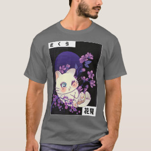 Camiseta Kawaii Kitten Cherry Flower B