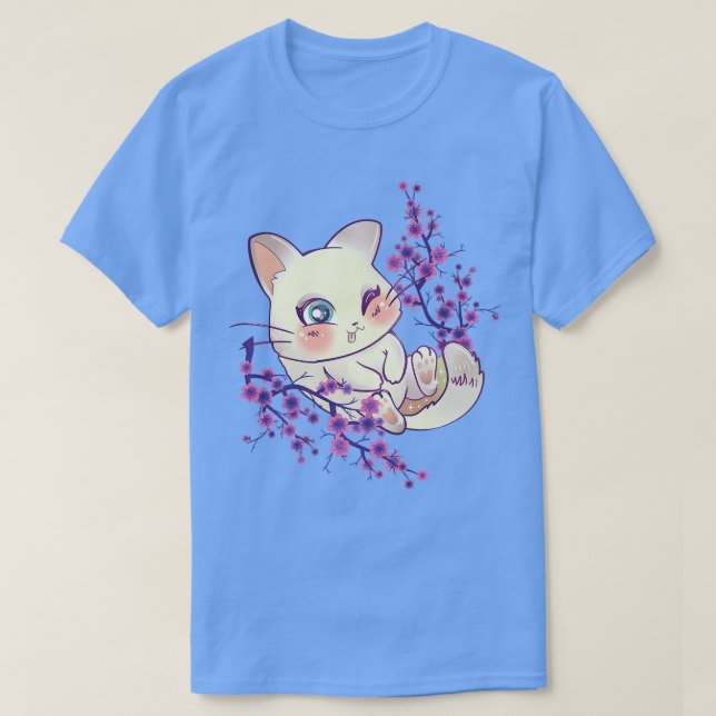 Camiseta Kawaii Kitten Flower B (Diseño del anverso)