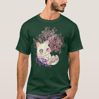 Camiseta Kawaii Kitten Sakura Tree Flor de cerezo japonés B