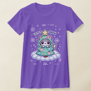 Camiseta Kawaii Kitty Navidades Alegran - ¡Que Nieva!
