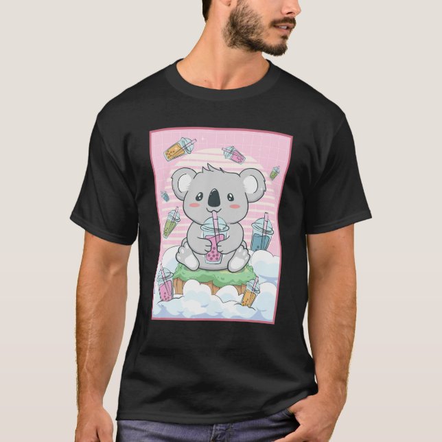 Camiseta Kawaii Koala Bear Bubble Boba Tea de leche (Anverso)