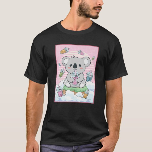 Camiseta Kawaii Koala Bear Bubble Boba Tea de leche (Anverso)