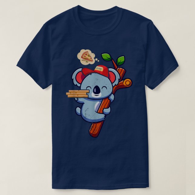 Camiseta Kawaii Koala Cute Entrega De Pizza Animal Graciosa (Diseño del anverso)
