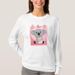 Camiseta Kawaii Koala retro Milkshake japonesa de fresa