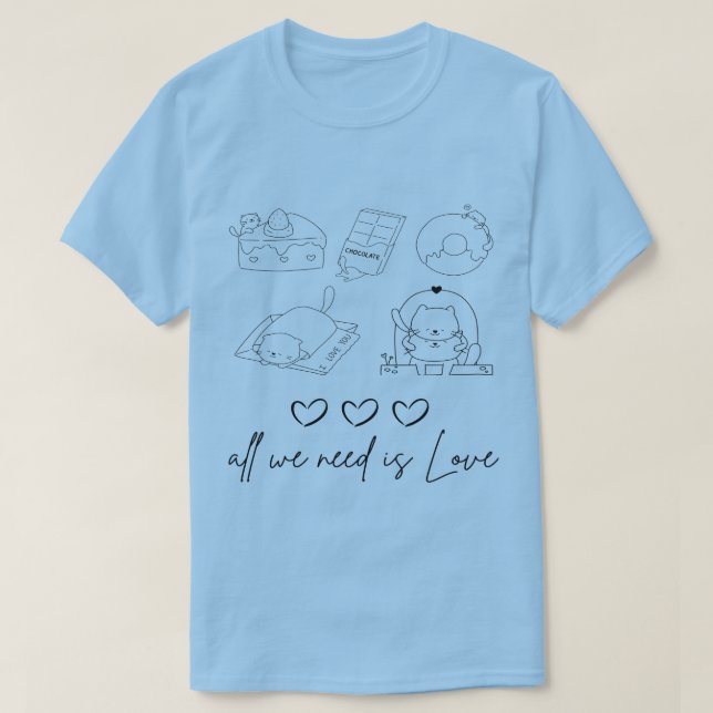 Camiseta kawaii lindo amor (Diseño del anverso)