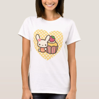 Camiseta Kawaii lindo del rosa de la fresa de la magdalena