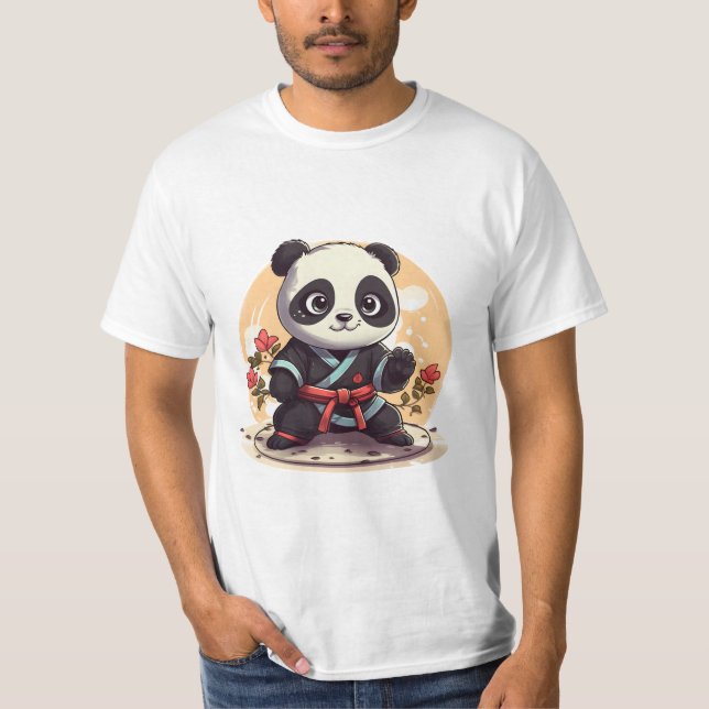 Camiseta kawaii lindo fresco karate panda (Anverso)