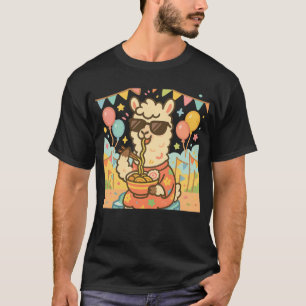 Camiseta Kawaii Llama comiendo Ramen - Comida de Festival C