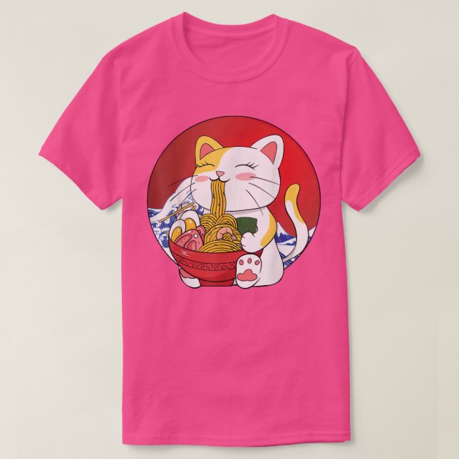 Camiseta Kawaii Maneki Neko Ramen lindo Anime japonés de ma (Diseño del anverso)