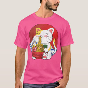 Camiseta Kawaii Maneki Neko Ramen lindo Anime japonés de ma