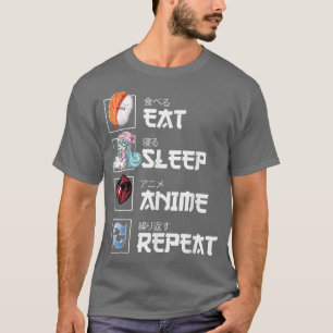 Camiseta Kawaii Manga Sushi - Eat Sleep Anime Repeat Gifts