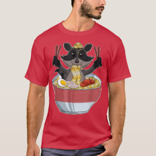 Camiseta Kawaii Mapache Fideos Ramen Japoneses I Otaku Anim